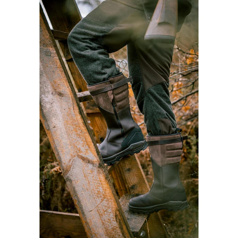 Bottes Chasse Chaudes Imperméables Cuir 900. 2 Bottes Chasse Chaudes Imperméables Cuir 900. – Image 2