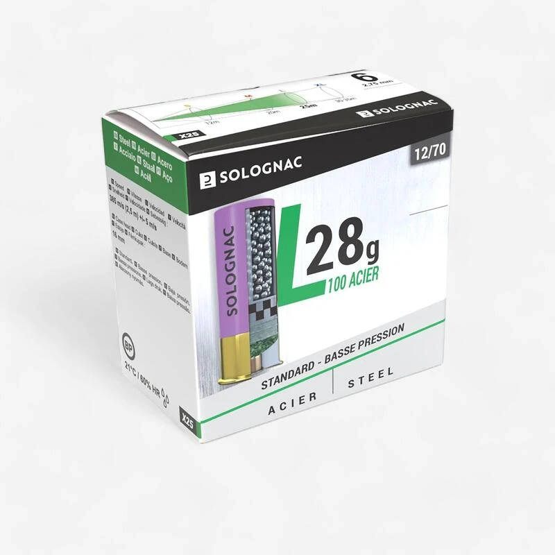 Cartouche L100 28gr CALIBRE 12/70 Basse Pression BILLE Acier N°4 X25 1 Cartouche L100 28gr CALIBRE 12/70 Basse Pression BILLE Acier N°4 X25