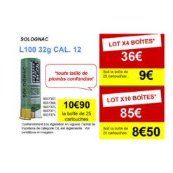 CARTOUCHE L100 32g CALIBRE 12/70 PLOMB N°7,5 X25 6 CARTOUCHE L100 32g CALIBRE 12/70 PLOMB N°7,5 X25 -Le monde de la chasse Magasin cartouche l100 32g calibre 1270 plomb n75 x25 1