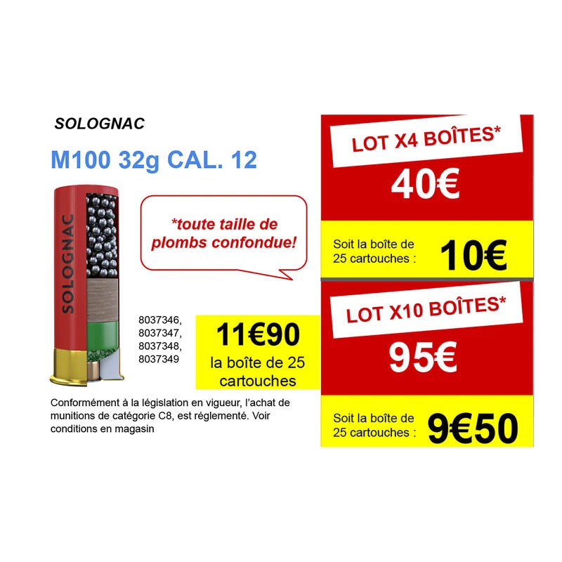 CARTOUCHE M100 32g CALIBRE 12/67 PLOMB N°9 X 25 2 CARTOUCHE M100 32g CALIBRE 12/67 PLOMB N°9 X 25 – Image 2