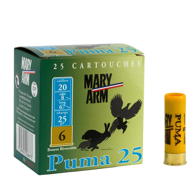 CARTOUCHE PUMA 25g CALIBRE 20/67 PLOMB N°7,5 X25 1 CARTOUCHE PUMA 25g CALIBRE 20/67 PLOMB N°7,5 X25