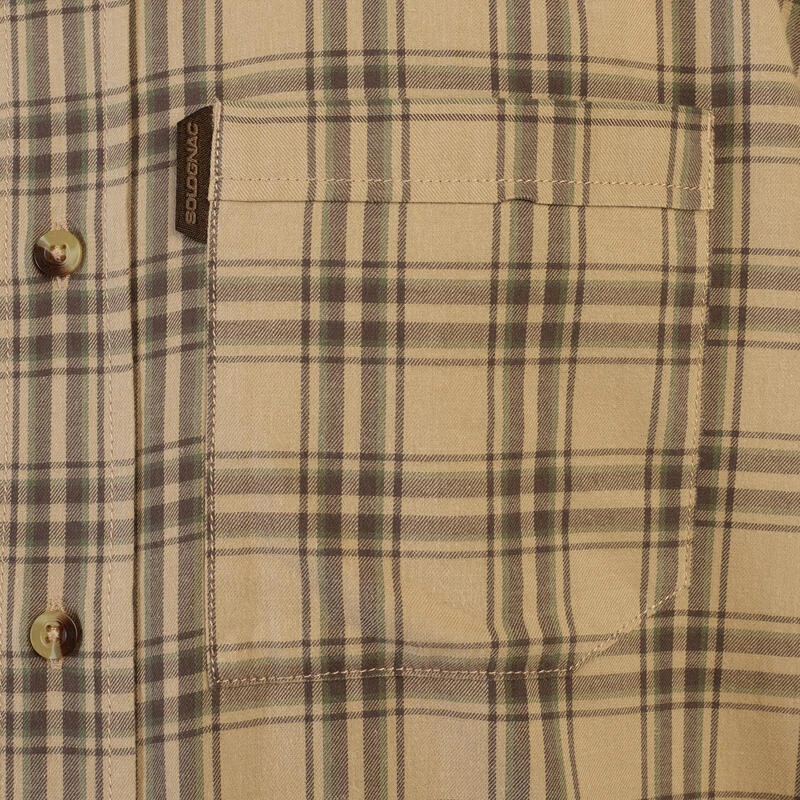 Chemise Chasse Coton Manches Longues Respirant Homme - 100 à Carreaux Beige. 9 Chemise Chasse Coton Manches Longues Respirant Homme - 100 à Carreaux Beige. – Image 9
