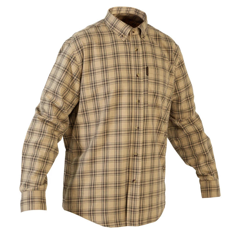 Chemise Chasse Coton Manches Longues Respirant Homme - 100 à Carreaux Beige. 1 Chemise Chasse Coton Manches Longues Respirant Homme - 100 à Carreaux Beige.