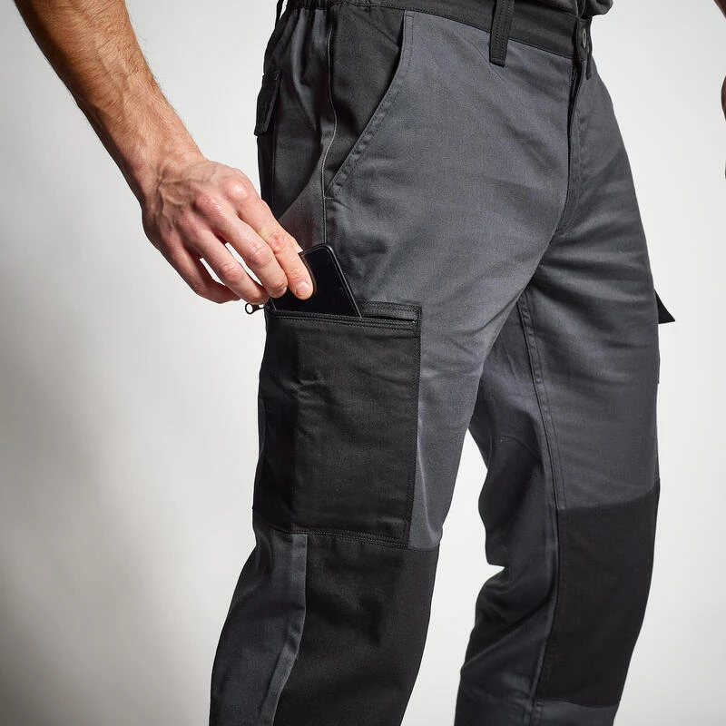 PANTALON CARGO RESISTANT STEPPE 300 BICOLORE GRIS ET NOIR 6 PANTALON CARGO RESISTANT STEPPE 300 BICOLORE GRIS ET NOIR – Image 6