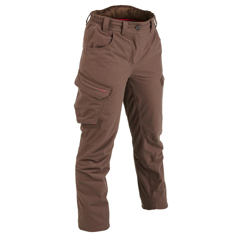 PANTALON FEMME CHASSE CHAUD IMPERMÉABLE MARRON 500 1 PANTALON FEMME CHASSE CHAUD IMPERMÉABLE MARRON 500