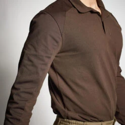 POLO MANCHES LONGUES RENFORT MARRON 100 8 POLO MANCHES LONGUES RENFORT MARRON 100 -Le monde de la chasse Magasin polo manches longues renfort marron 100 2