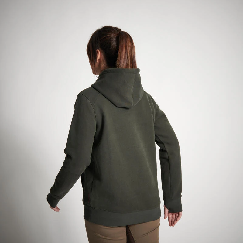 SWEAT-SHIRT CAPUCHE FEMME 500 CHAUD VERT 2 SWEAT-SHIRT CAPUCHE FEMME 500 CHAUD VERT – Image 2