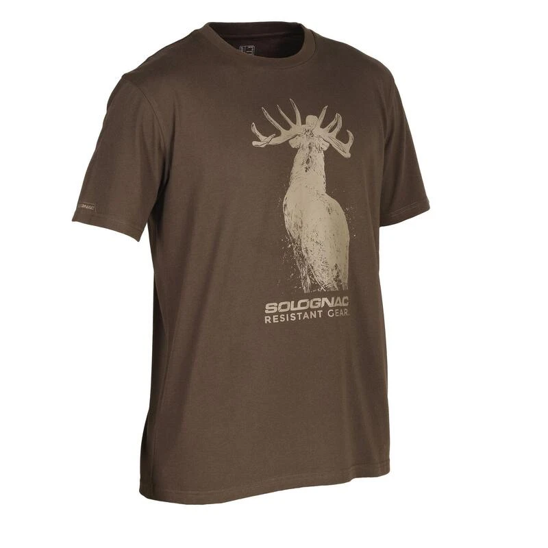 T-shirt Manches Courtes Chasse Coton Homme - 100 Cerf Marron 1 T-shirt Manches Courtes Chasse Coton Homme - 100 Cerf Marron