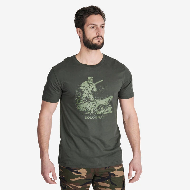 T-shirt Manches Courtes Chasse Coton Homme - 100 Chien Arrêt Vert 1 T-shirt Manches Courtes Chasse Coton Homme - 100 Chien Arrêt Vert