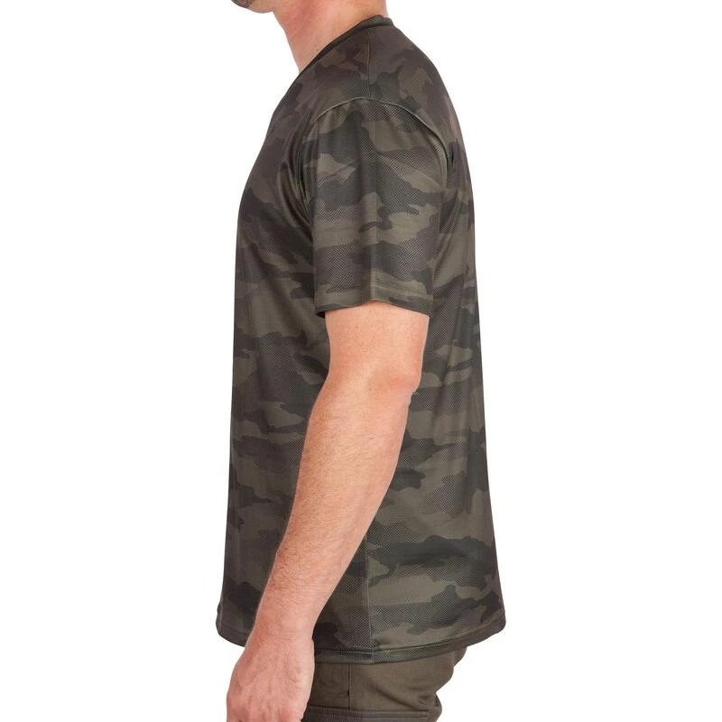 T-shirt Manches Courtes Respirant Chasse 100 Camouflage Kaki 2 T-shirt Manches Courtes Respirant Chasse 100 Camouflage Kaki â Image 2