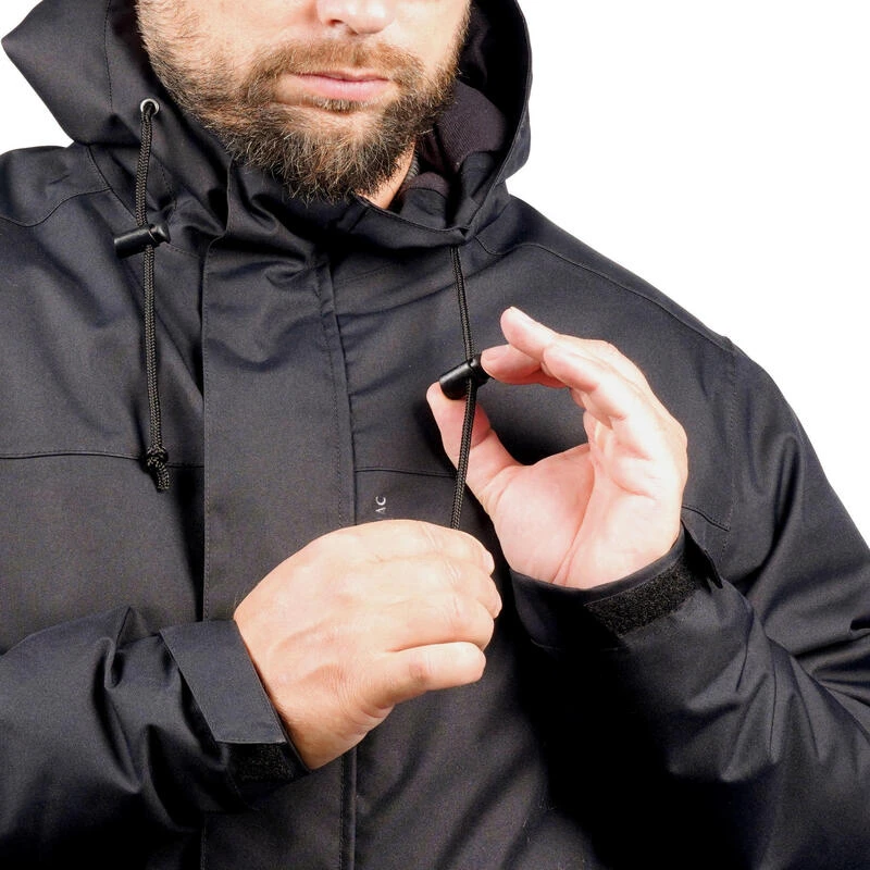 VESTE CHASSE CHAUDE IMPERMEABLE NOIRE 100 10 VESTE CHASSE CHAUDE IMPERMEABLE NOIRE 100 â Image 10