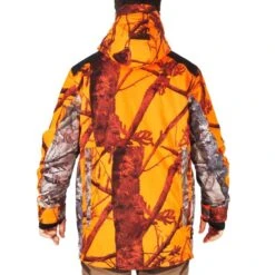 VESTE CHASSE IMPERMÉABLE CHAUDE SILENCIEUSE CAMO FLUO POSTE 500 -Le monde de la chasse Magasin veste chasse impermeable chaude silencieuse camo fluo poste 500 2