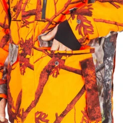 VESTE CHASSE IMPERMÉABLE CHAUDE SILENCIEUSE CAMO FLUO POSTE 500 -Le monde de la chasse Magasin veste chasse impermeable chaude silencieuse camo fluo poste 500 9
