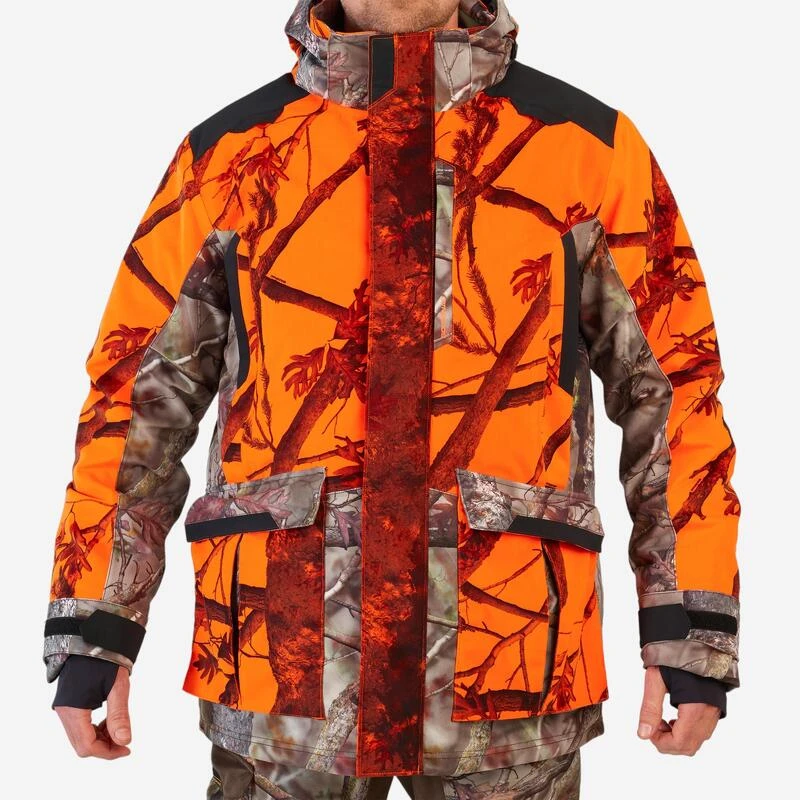 VESTE CHASSE POSTE IMPERMÉABLE CHAUDE 3 EN 1 CAMO FLUO 900 2 VESTE CHASSE POSTE IMPERMÉABLE CHAUDE 3 EN 1 CAMO FLUO 900 – Image 2