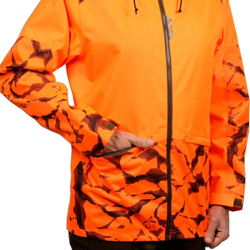 VESTE CHASSE RESISTANTE IMPERMEABLE ORANGE FLUO SUPERTRACK 100 6 VESTE CHASSE RESISTANTE IMPERMEABLE ORANGE FLUO SUPERTRACK 100 – Image 6