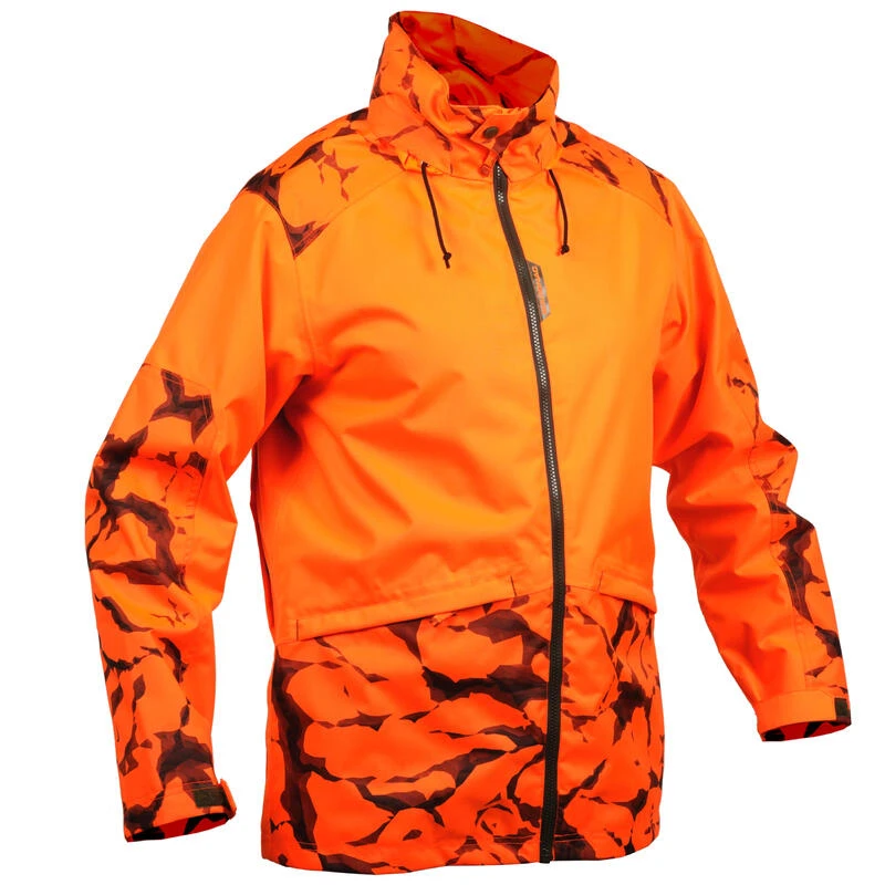 VESTE CHASSE RESISTANTE IMPERMEABLE ORANGE FLUO SUPERTRACK 100 1 VESTE CHASSE RESISTANTE IMPERMEABLE ORANGE FLUO SUPERTRACK 100