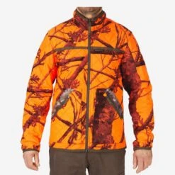 VESTE CHASSE REVERSIBLE SILENCIEUSE CAMOUFLAGE/CAMOUFLAGE FLUO