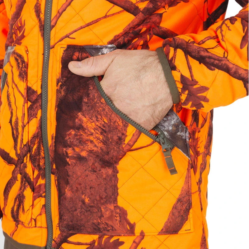 VESTE CHASSE REVERSIBLE SILENCIEUSE CAMOUFLAGE/CAMOUFLAGE FLUO 6 VESTE CHASSE REVERSIBLE SILENCIEUSE CAMOUFLAGE/CAMOUFLAGE FLUO – Image 6