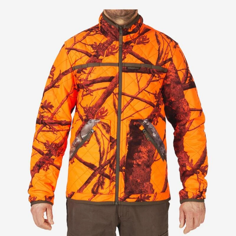 VESTE CHASSE REVERSIBLE SILENCIEUSE CAMOUFLAGE/CAMOUFLAGE FLUO 1 VESTE CHASSE REVERSIBLE SILENCIEUSE CAMOUFLAGE/CAMOUFLAGE FLUO