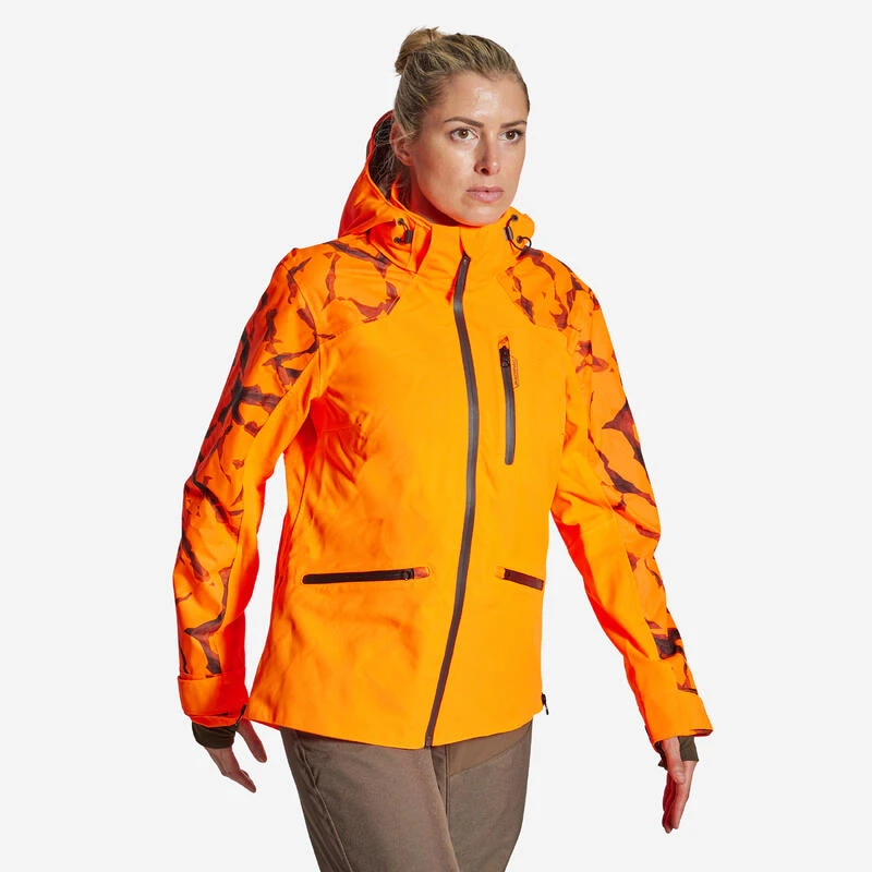 VESTE CHASSE SUPERTRACK FEMME RESISTANTE IMPERMEABLE ORANGE FLUO 500 1 VESTE CHASSE SUPERTRACK FEMME RESISTANTE IMPERMEABLE ORANGE FLUO 500