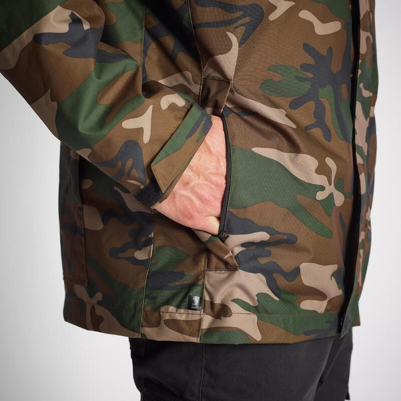 VESTE IMPERMEABLE CHAUDE 100 CAMO WOODLAND 6 VESTE IMPERMEABLE CHAUDE 100 CAMO WOODLAND – Image 6